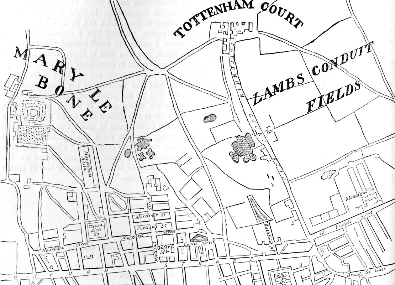 خريطة Rathbone Place وحيها ، وستمنستر ، لندن ، 1746 1878 بواسطة غير معروف