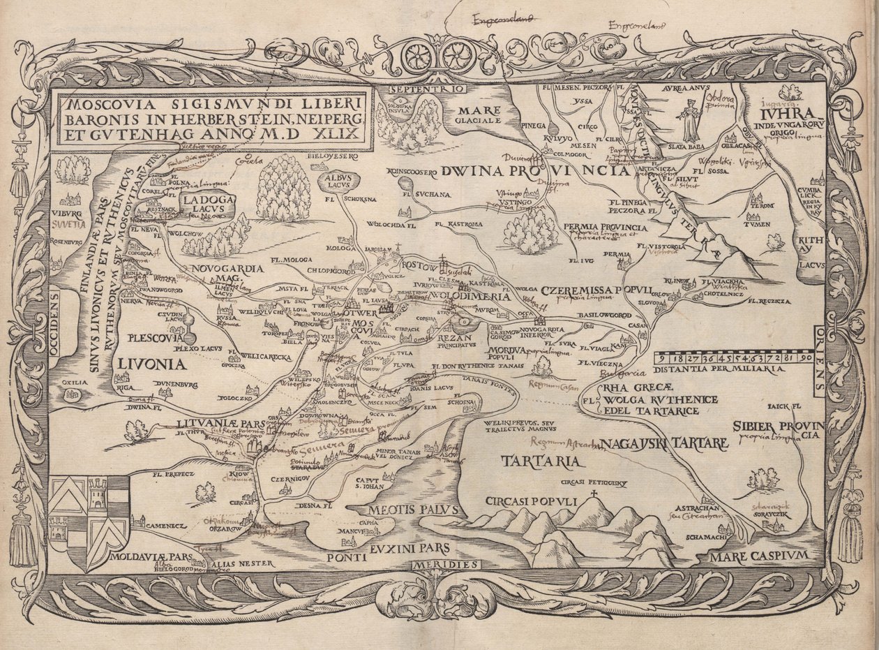 خريطة روسيا من: التعليق .. Moscoviticarum ، 1556 بواسطة غير معروف