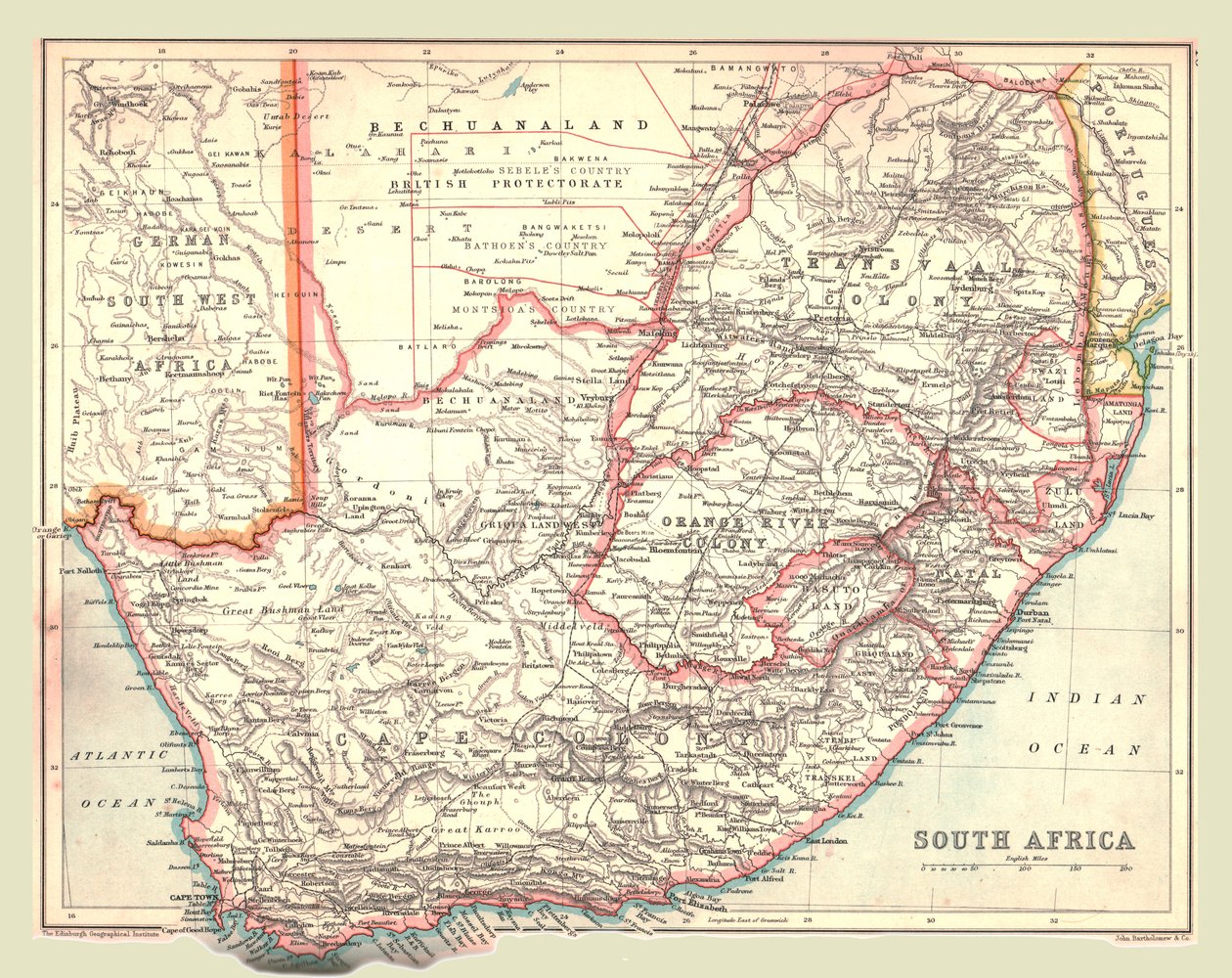 خريطة جنوب أفريقيا 1902. بواسطة غير معروف