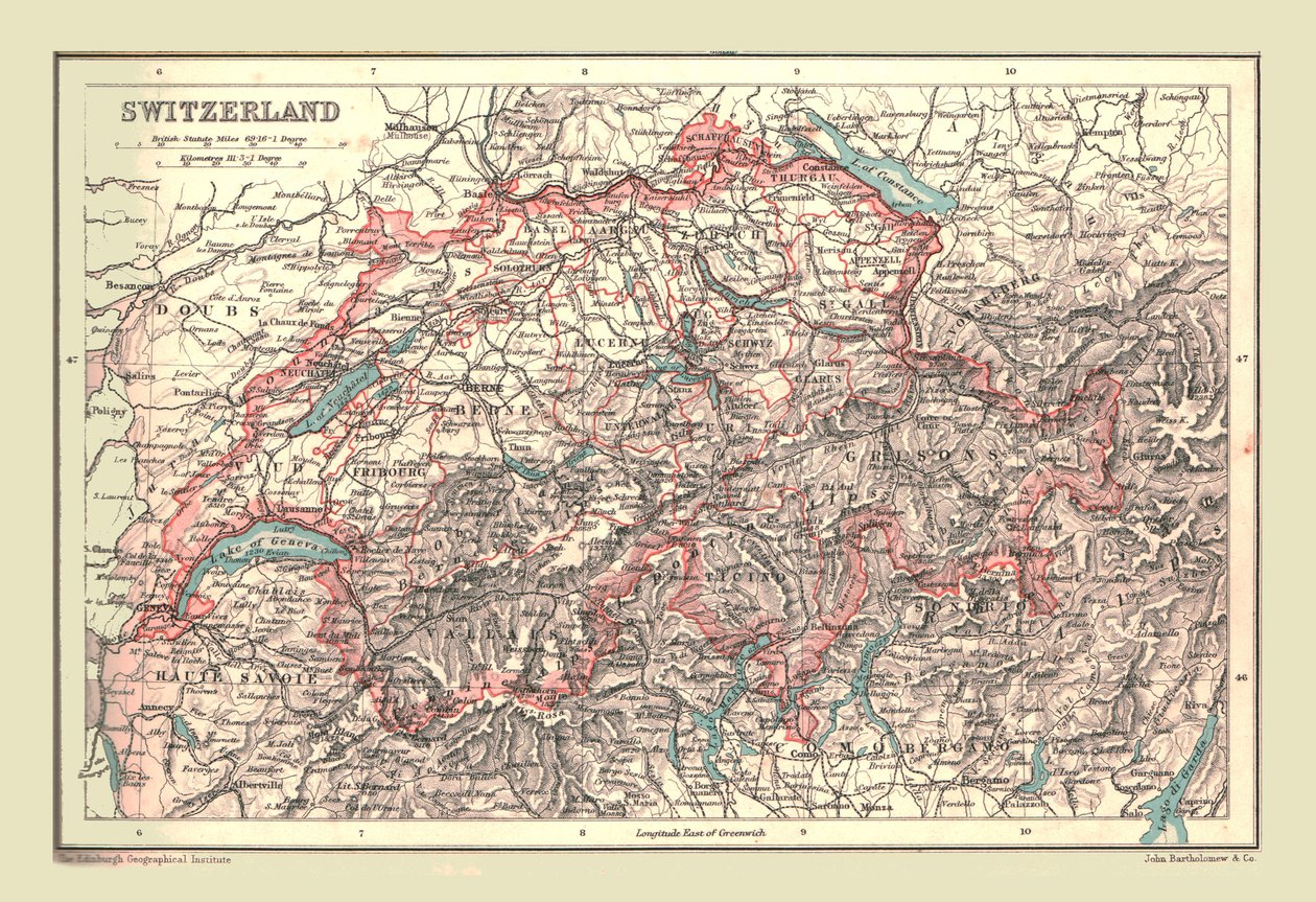 خريطة سويسرا ، 1902. بواسطة غير معروف