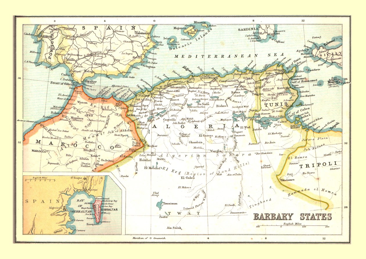 خريطة الولايات البربرية ، 1902. بواسطة غير معروف