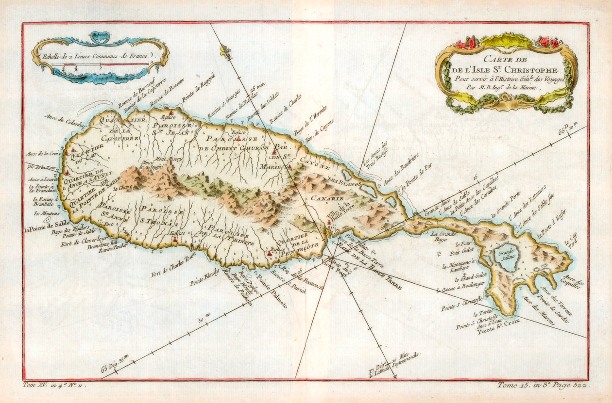 خريطة جزيرة سانت كريستوفر الكاريبية ، c1764 بواسطة غير معروف