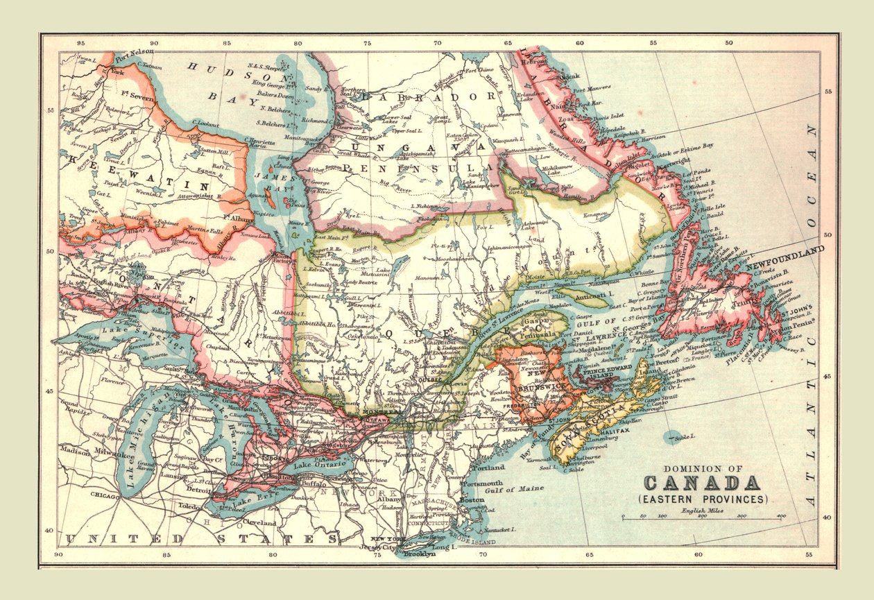 خريطة لسيادة كندا ، المقاطعات الشرقية ، 1902. بواسطة غير معروف