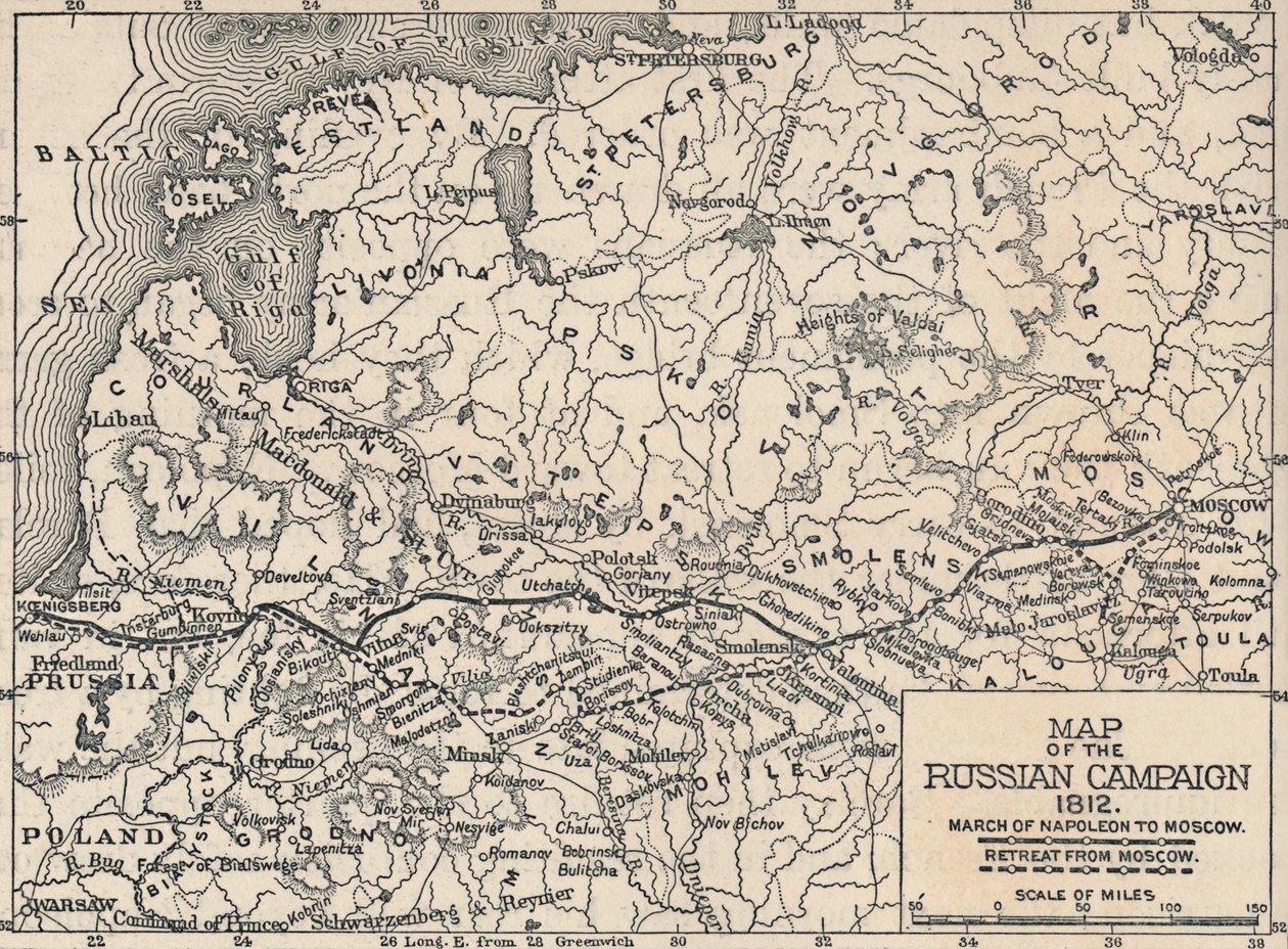 خريطة الحملة الروسية ، 1812 ، 1896 بواسطة غير معروف
