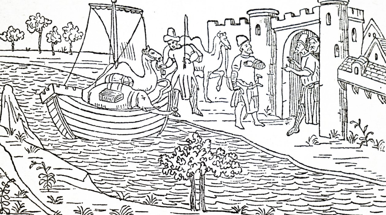 Marco Polo and his uncles arrive at Hormuz. بواسطة غير معروف
