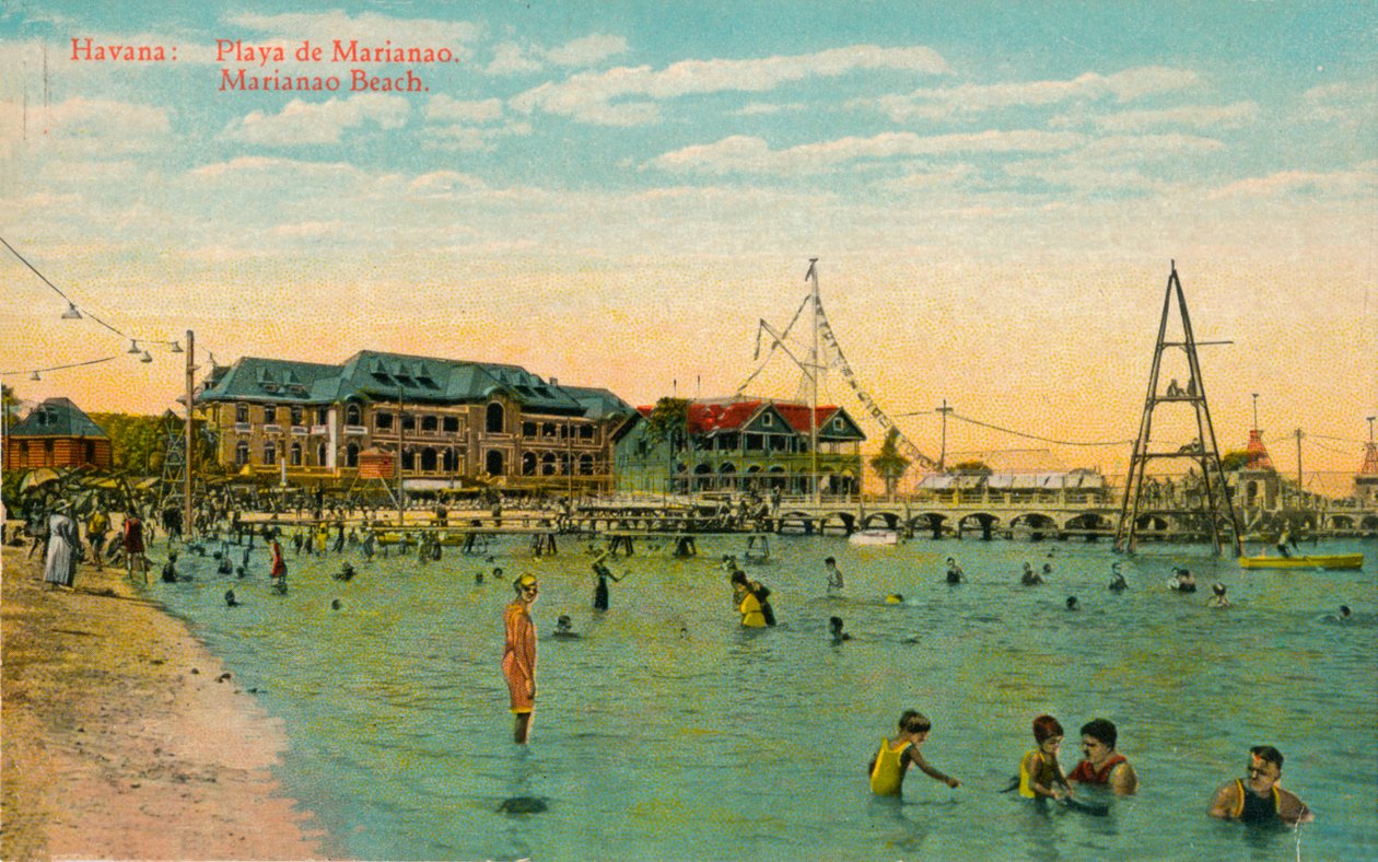 شاطئ مارياناو للاستحمام ، هافانا ، كوبا ، c1910 بواسطة غير معروف