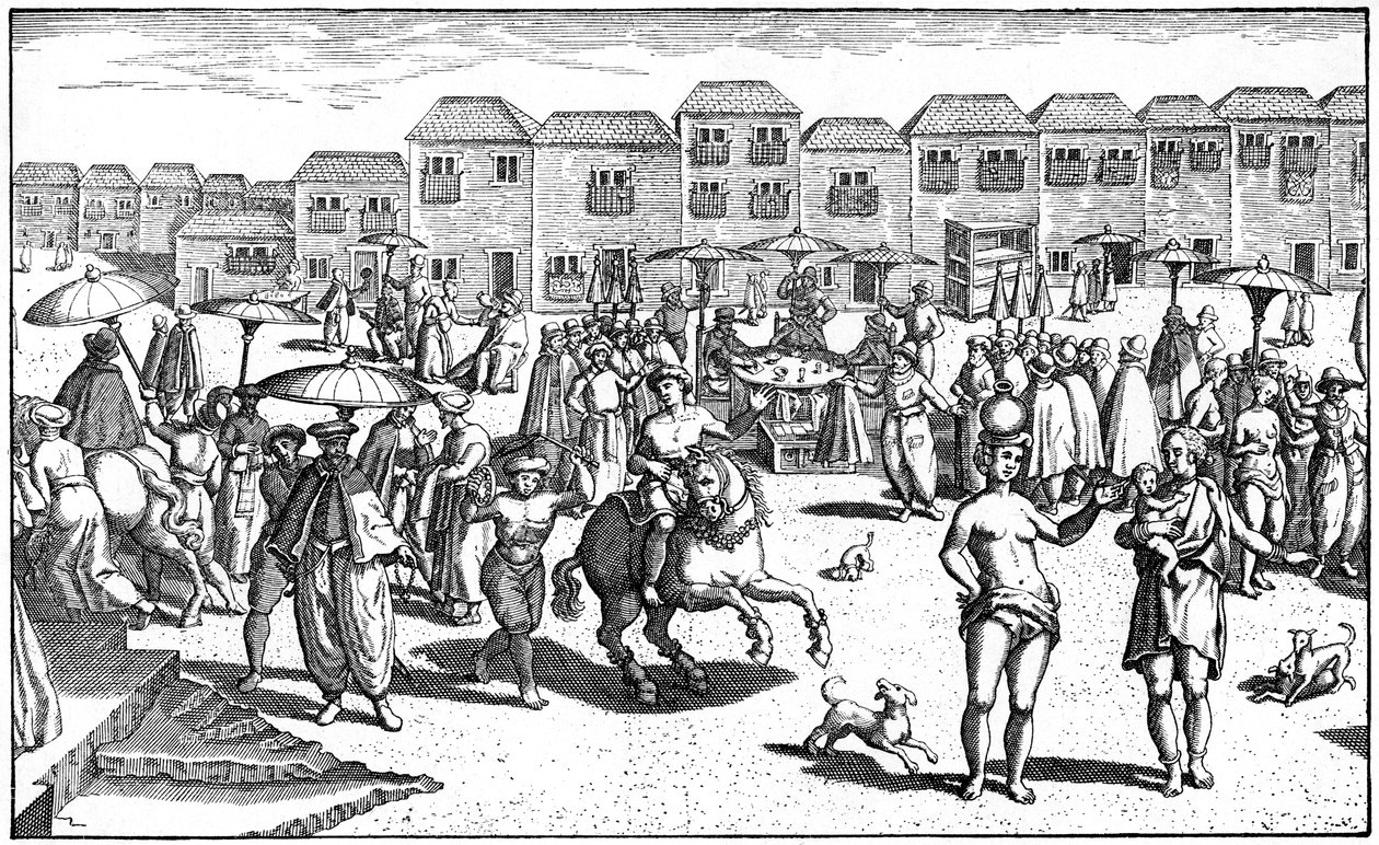 سوق في غوا ، الهند ، 1599 بواسطة غير معروف