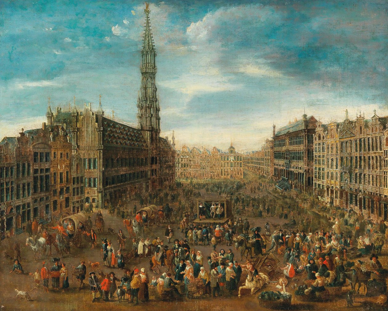مشهد السوق في القصر الكبير في بروكسل ، ج. 1670. بواسطة غير معروف