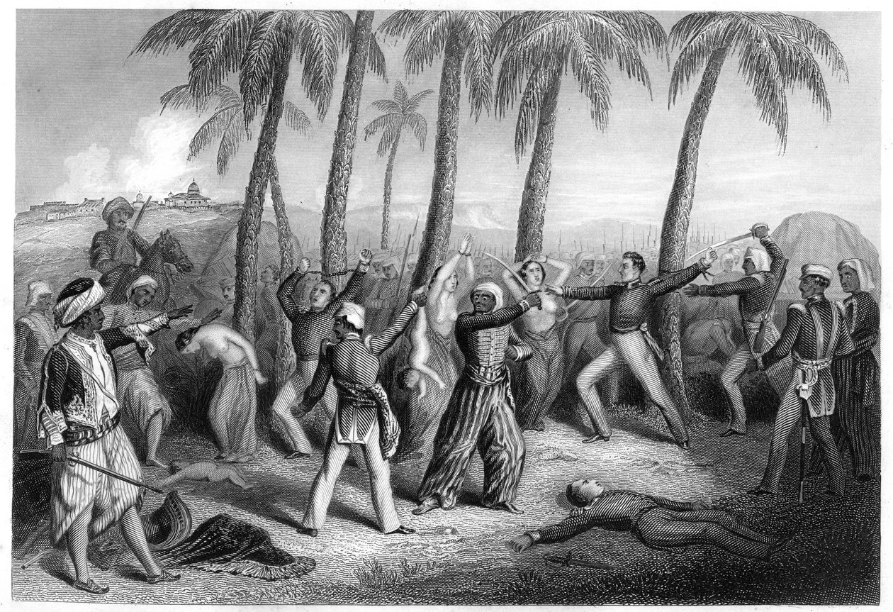 مذبحة الضباط الإنجليز وزوجاتهم في الجنسي ، 1857 ، 1860 بواسطة غير معروف