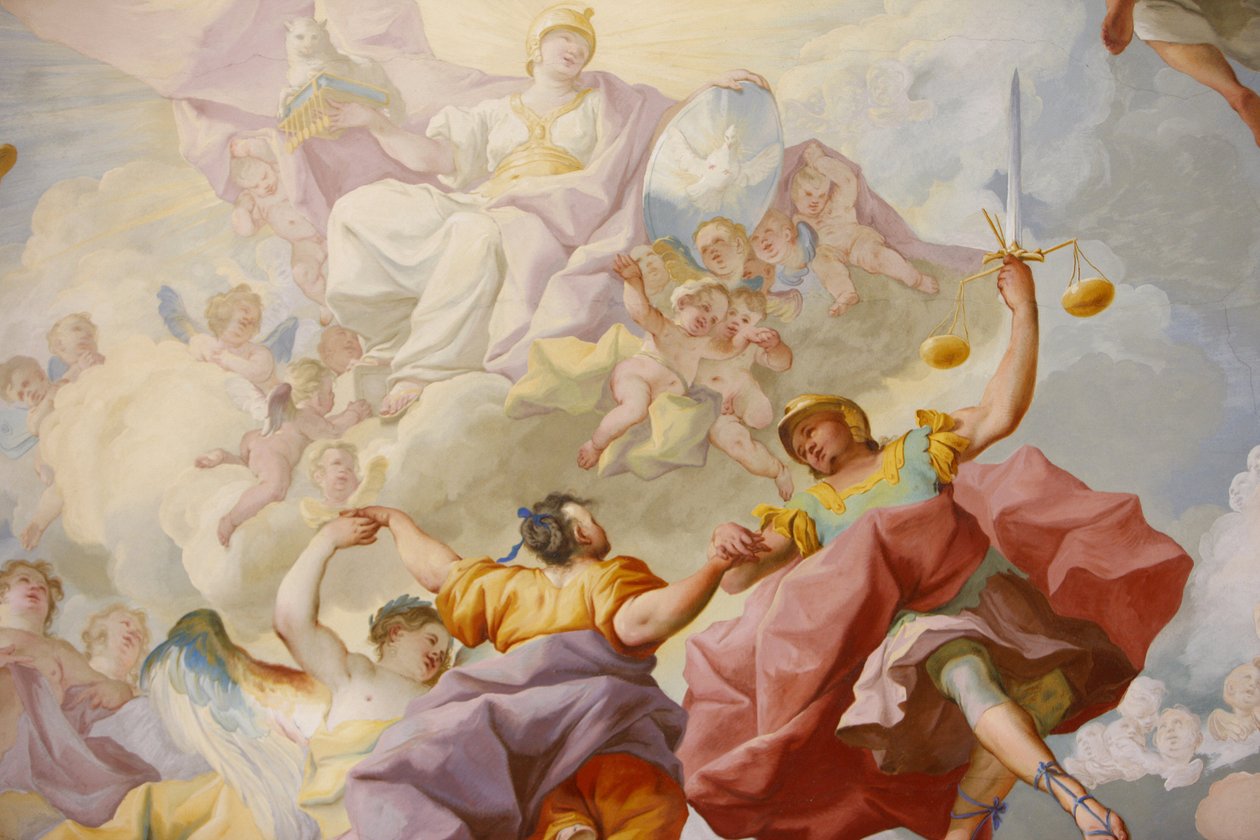 Melk Abbey library fresco : justice by Paul Troger 1732, Melk, Austria بواسطة غير معروف