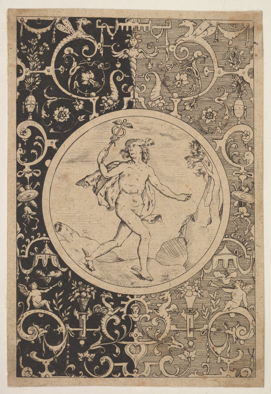 الزئبق في إطار زخرفي مع Grotesques ، كاليفورنيا. 1600-1630. بواسطة غير معروف