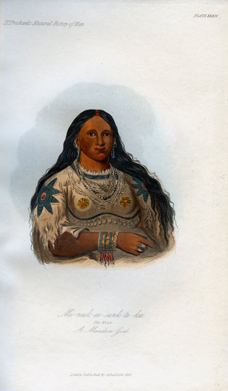 Mi-neek-ee-sank-te-ka، The Mink، A Mandan Girl، 1848 بواسطة غير معروف