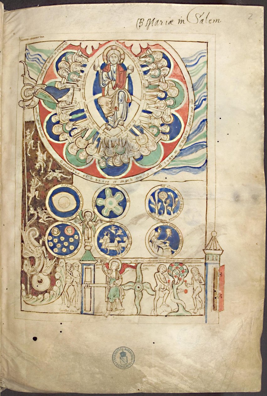 بداية المخلوقات المصغرة من Liber Scivias بواسطة Hildegard of Bingen ، حوالي 1220 بواسطة غير معروف