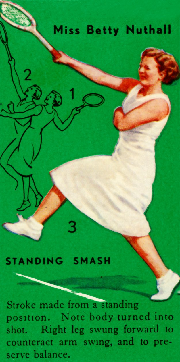 Miss Betty Nuthall - Standing Smash ، c1935. بواسطة غير معروف