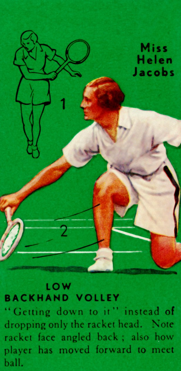 Miss Helen Jacobs - Low Backhand Volley ، c1935. بواسطة غير معروف