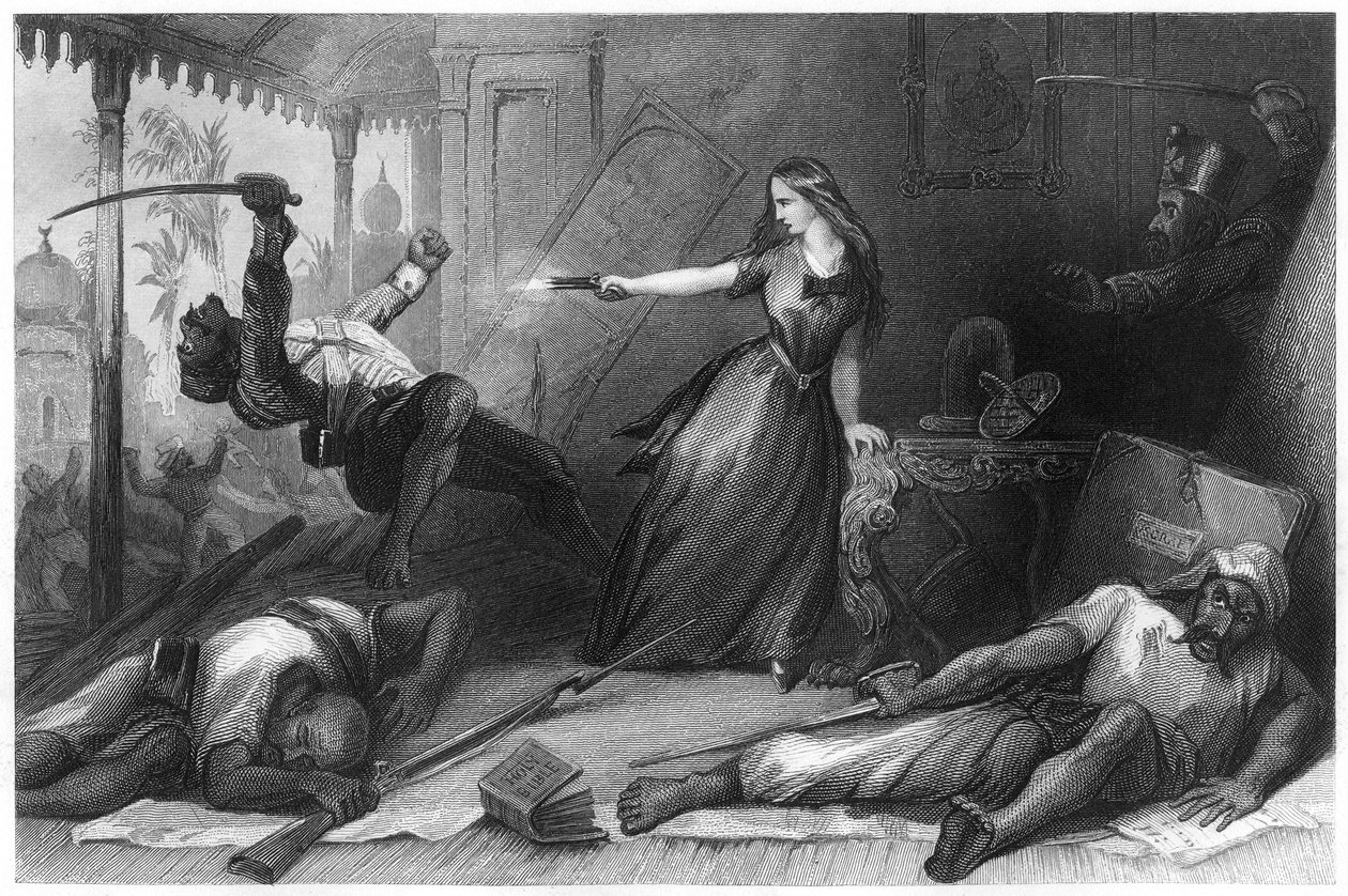 ملكة جمال ويلر تدافع عن نفسها ضد Sepoys في Cawnpore ، 1857 ، c1860 بواسطة غير معروف