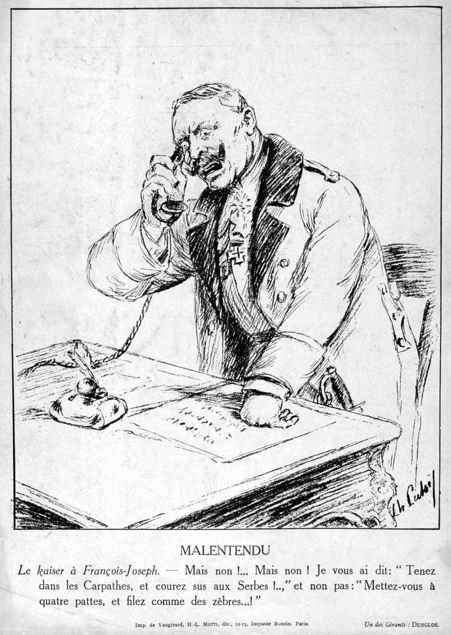 سوء الفهم ، كاريكاتير غيوم الثاني من ألمانيا ، 1915 بواسطة غير معروف
