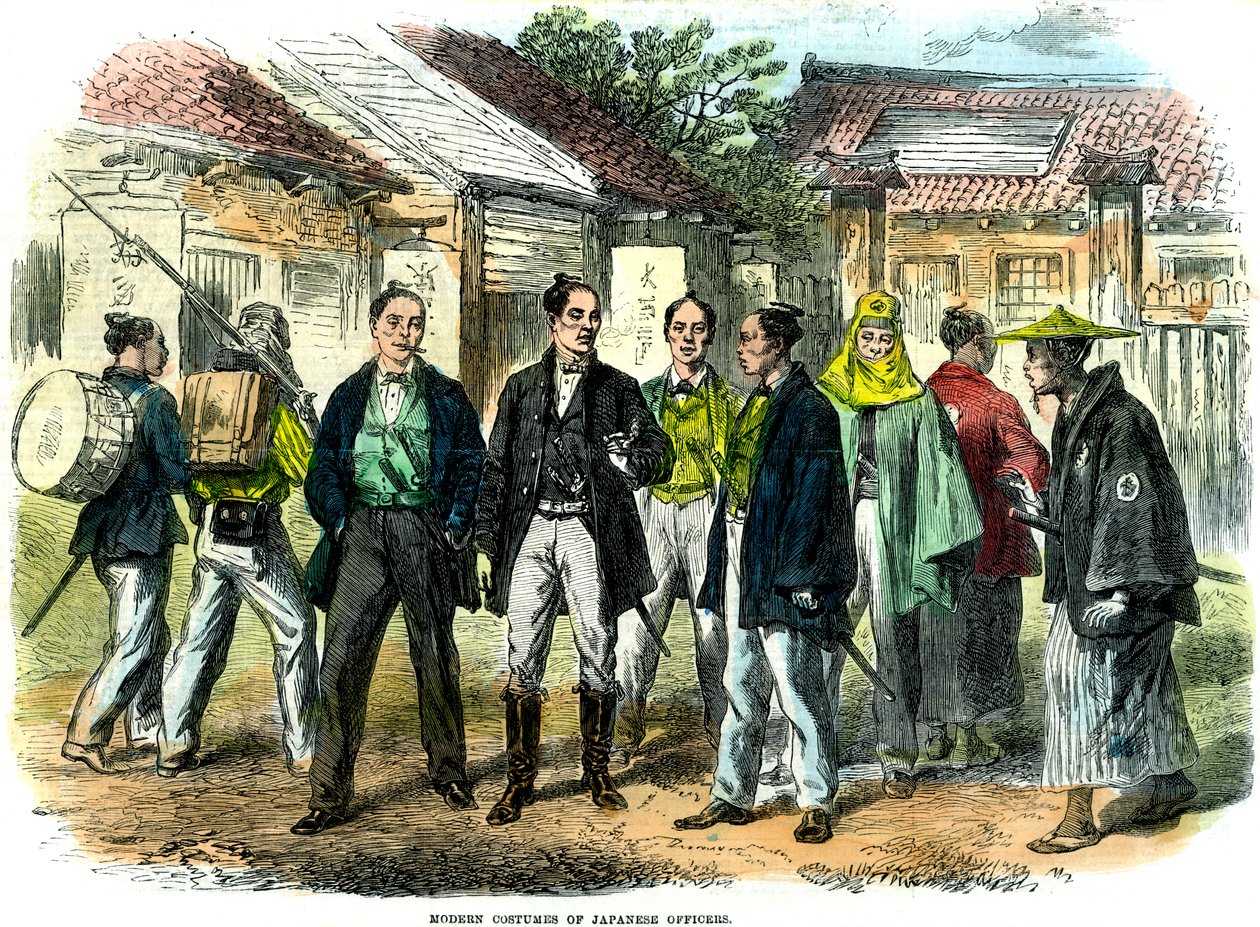 الأزياء الحديثة للضباط اليابانيين ، 1866 بواسطة غير معروف