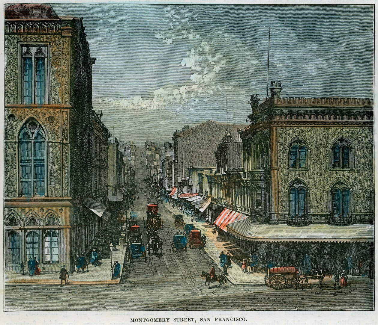 شارع مونتجومري ، سان فرانسيسكو ، كاليفورنيا ، الولايات المتحدة الأمريكية ، c1880 بواسطة غير معروف