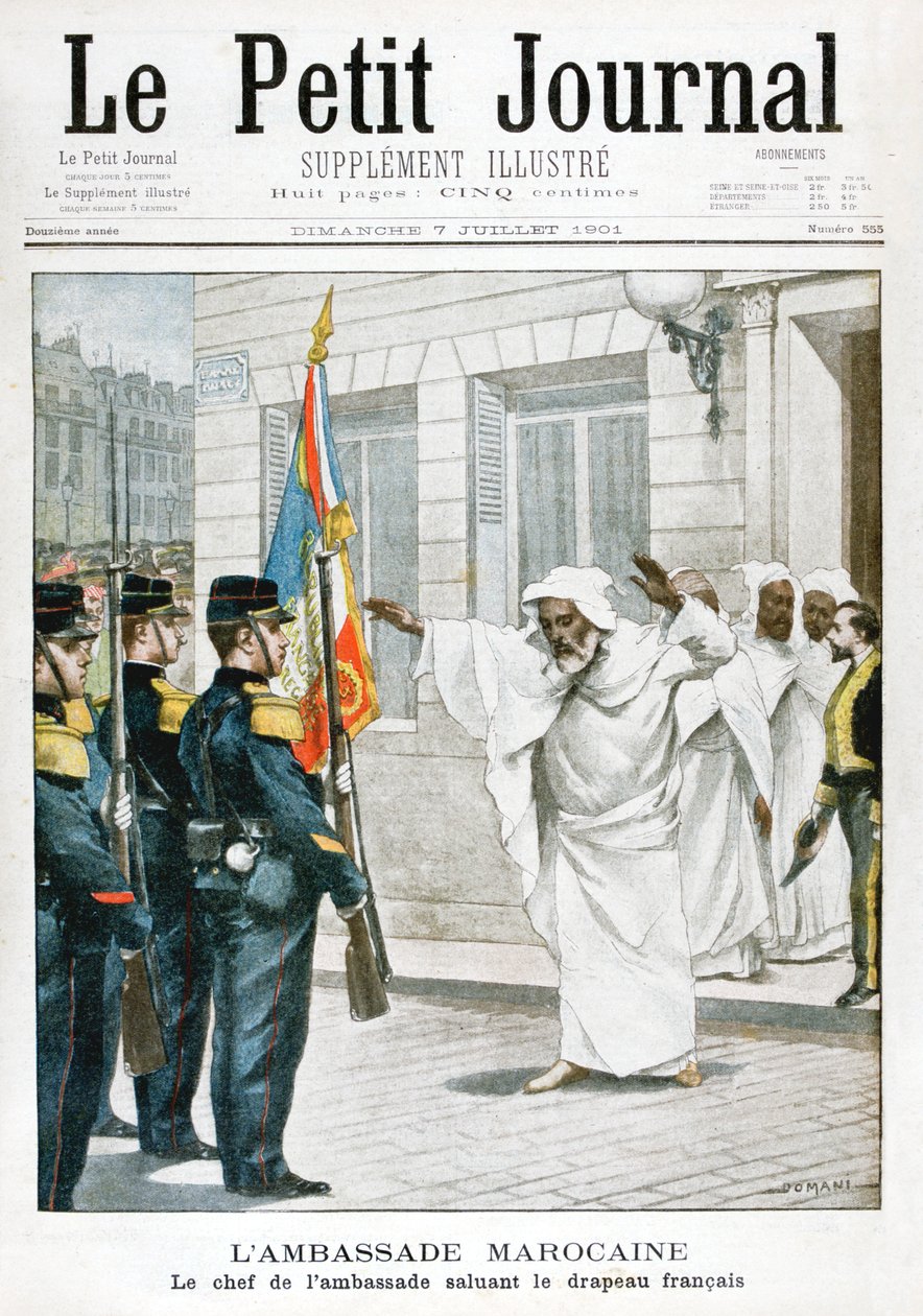 السفارة المغربية ، السفير الرئيسي يحيي العلم الفرنسي ، 1901 بواسطة غير معروف