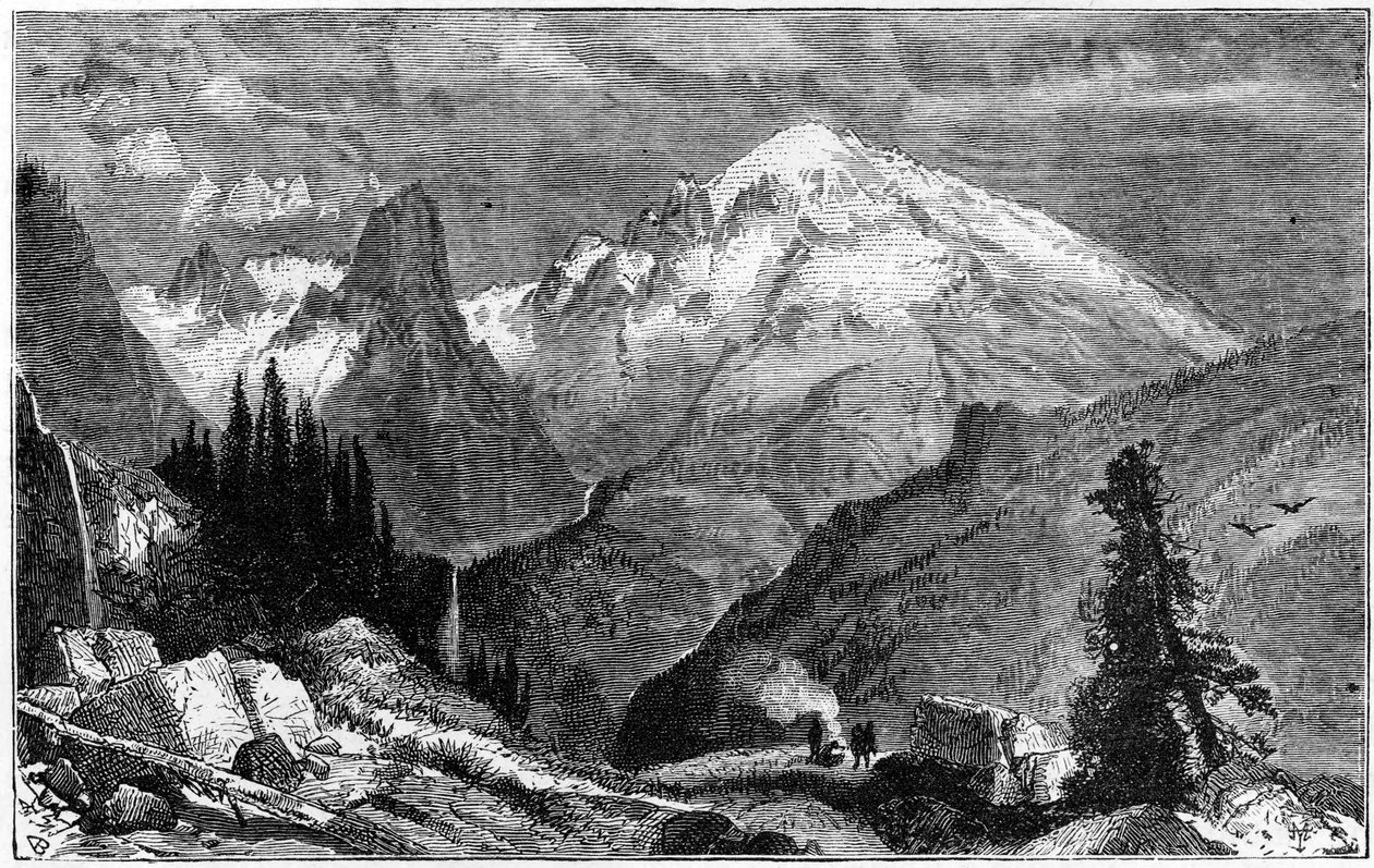جبل شاستا ، الذروة الشمالية لسييرا نيفادا ، كاليفورنيا ، الولايات المتحدة الأمريكية ، c1870 بواسطة غير معروف