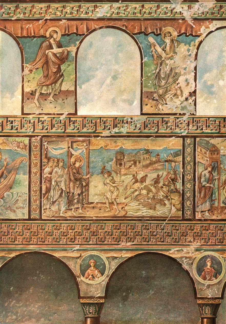 لوحات جدارية في كنيسة القديس جورج ، أوبرزيل ، ريتشيناو ، ألمانيا ، 1928. بواسطة غير معروف
