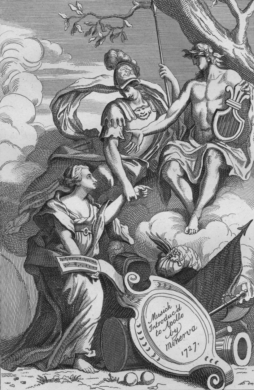 قدم Musick إلى Apollo بواسطة Minerva ، 1727 ، 1827. بواسطة غير معروف
