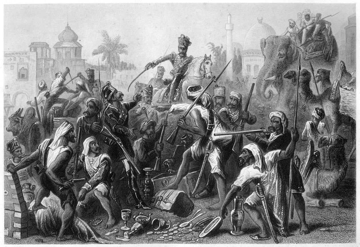 سبويز متمرد يقسم الغنائم ، 1857 ، c1860 بواسطة غير معروف