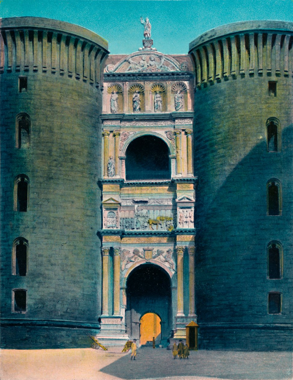 نابولي - Castel Nuovo ، Arco DAragona ، c1900. بواسطة غير معروف