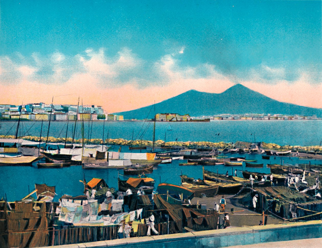 نابولي - Mergellina Con Vesuvio ، Mergellina With Vesuvius ، c1900. بواسطة غير معروف