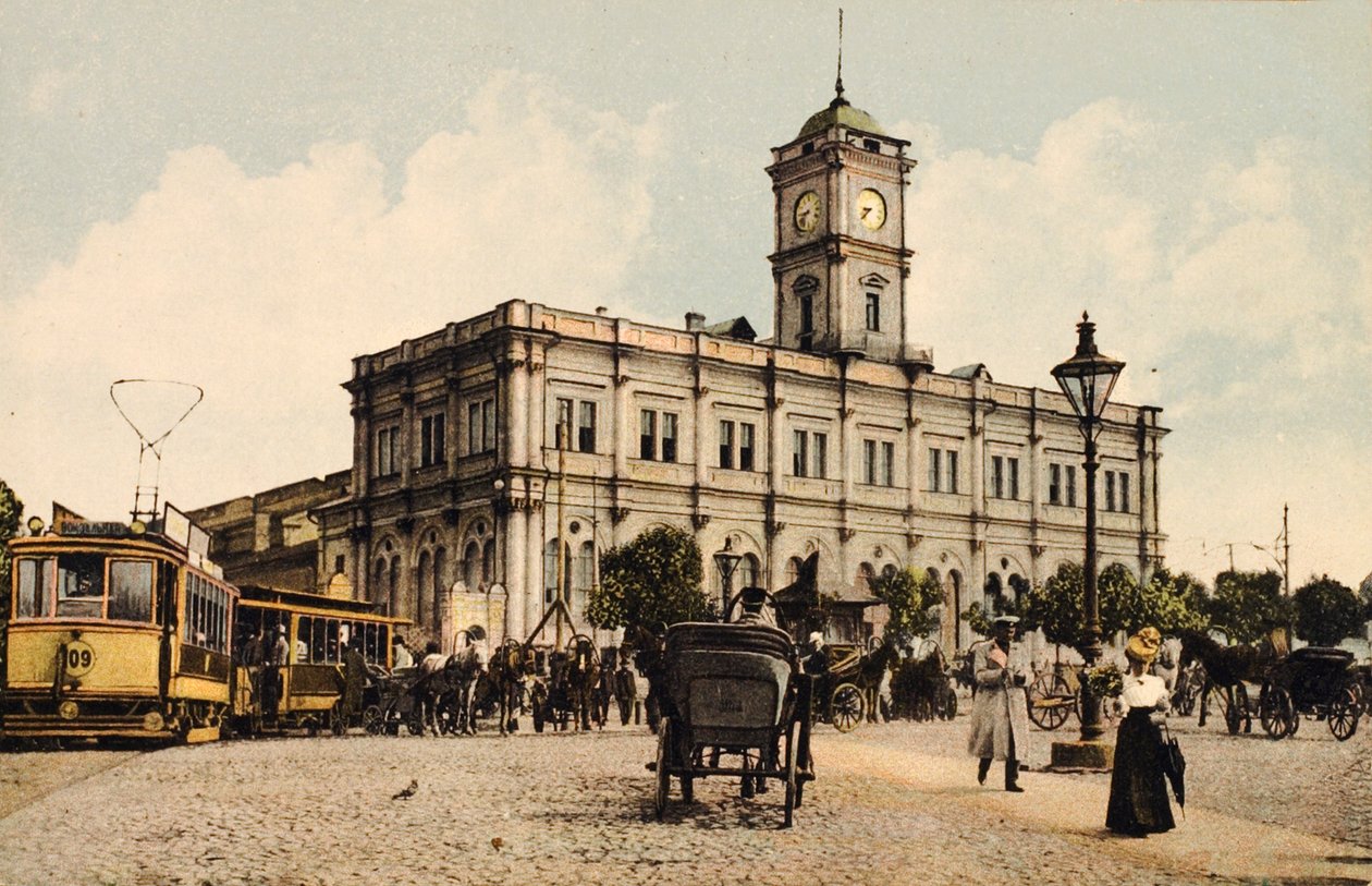 محطة سكة حديد نيكولاس ، ساحة كالانشيوفسكايا ، موسكو ، روسيا ، c1904-c1905 بواسطة غير معروف