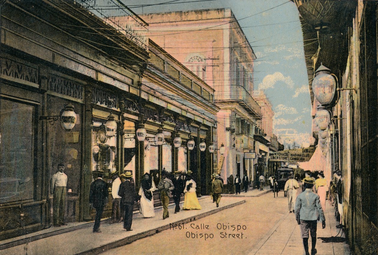 رقم 61. كالي أوبيسبو. شارع Obispo ، هافانا ، كوبا ، c1910 بواسطة غير معروف