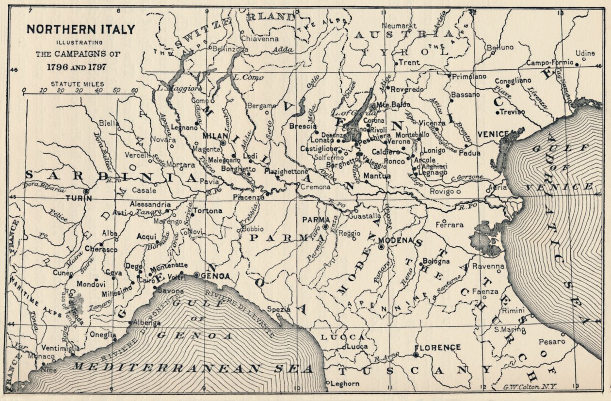 شمال إيطاليا - يوضح حملات 1796 و 1797 ، 1896 بواسطة غير معروف