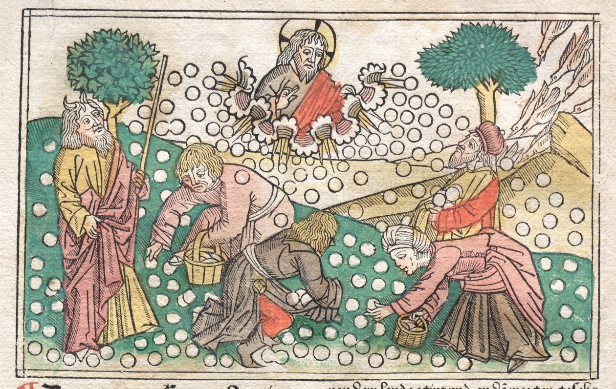 نورمبرغ الكتاب المقدس: مانا السقوط من السماء ، 1400. بواسطة غير معروف