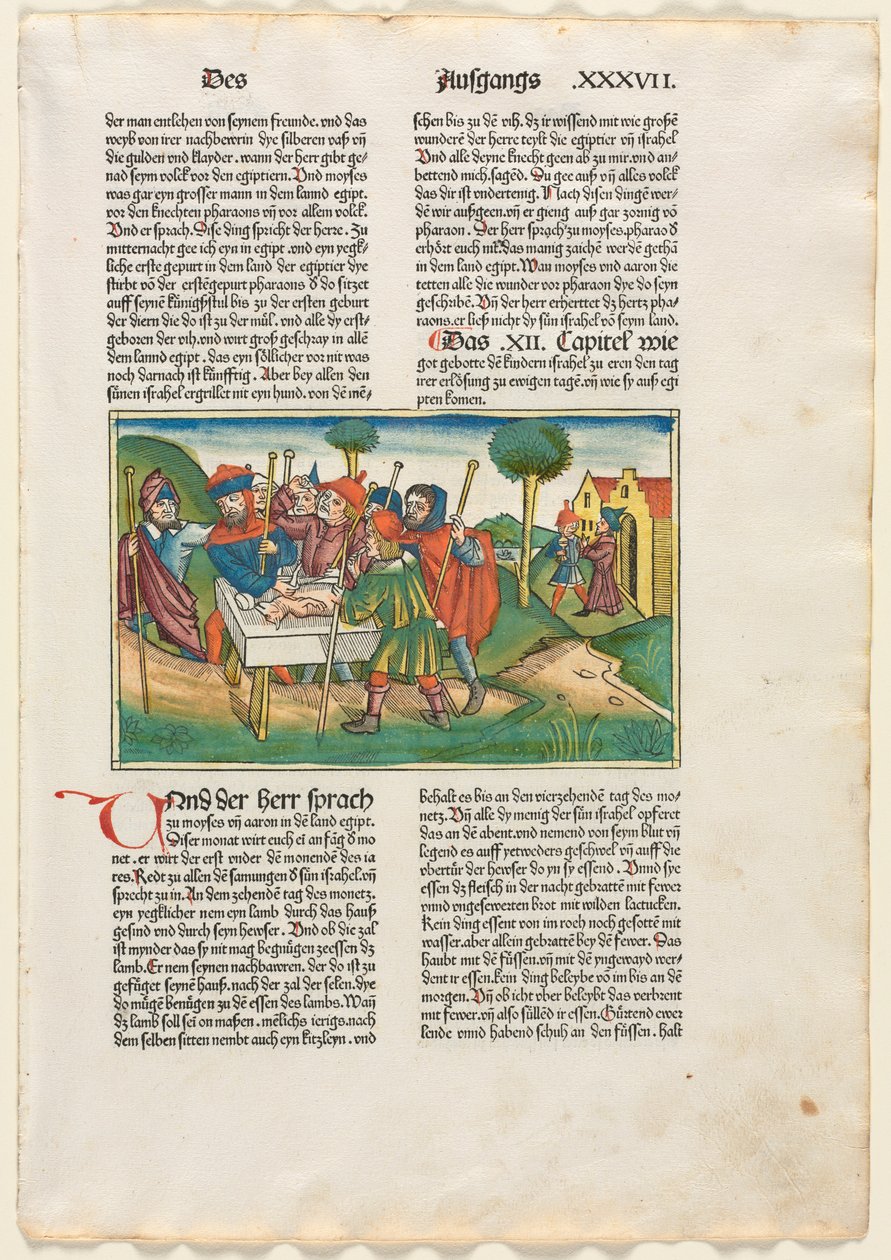 تقديم خروف الفصح من الكتاب المقدس الألماني الذي نشره أنطون كوبرغر ، نورنبيرج ، 1483. بواسطة غير معروف