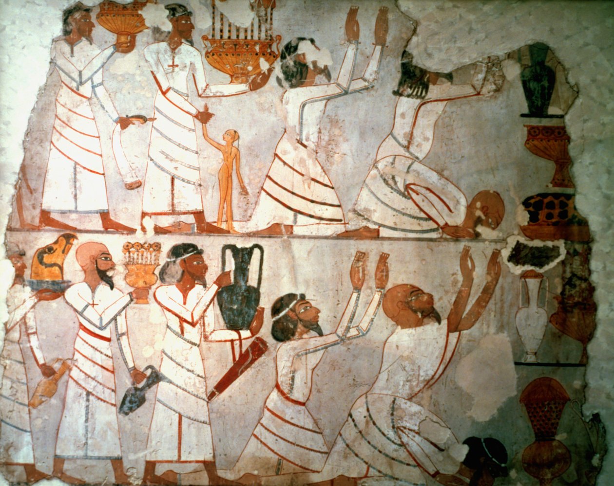مشهد العروض ، لوحة جدارية ، مصري بواسطة غير معروف