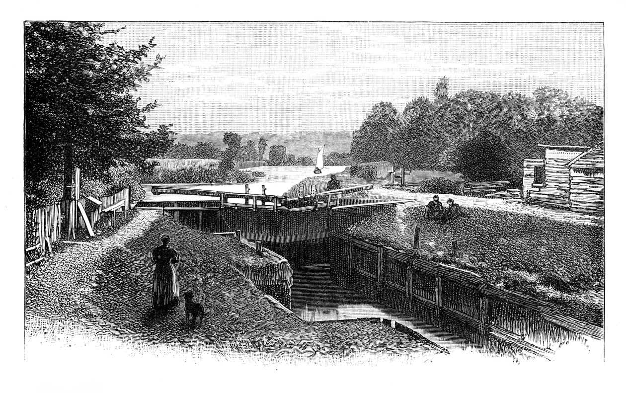 Old Windsor Lock ، River Thames ، Berkshire ، c1888 بواسطة غير معروف