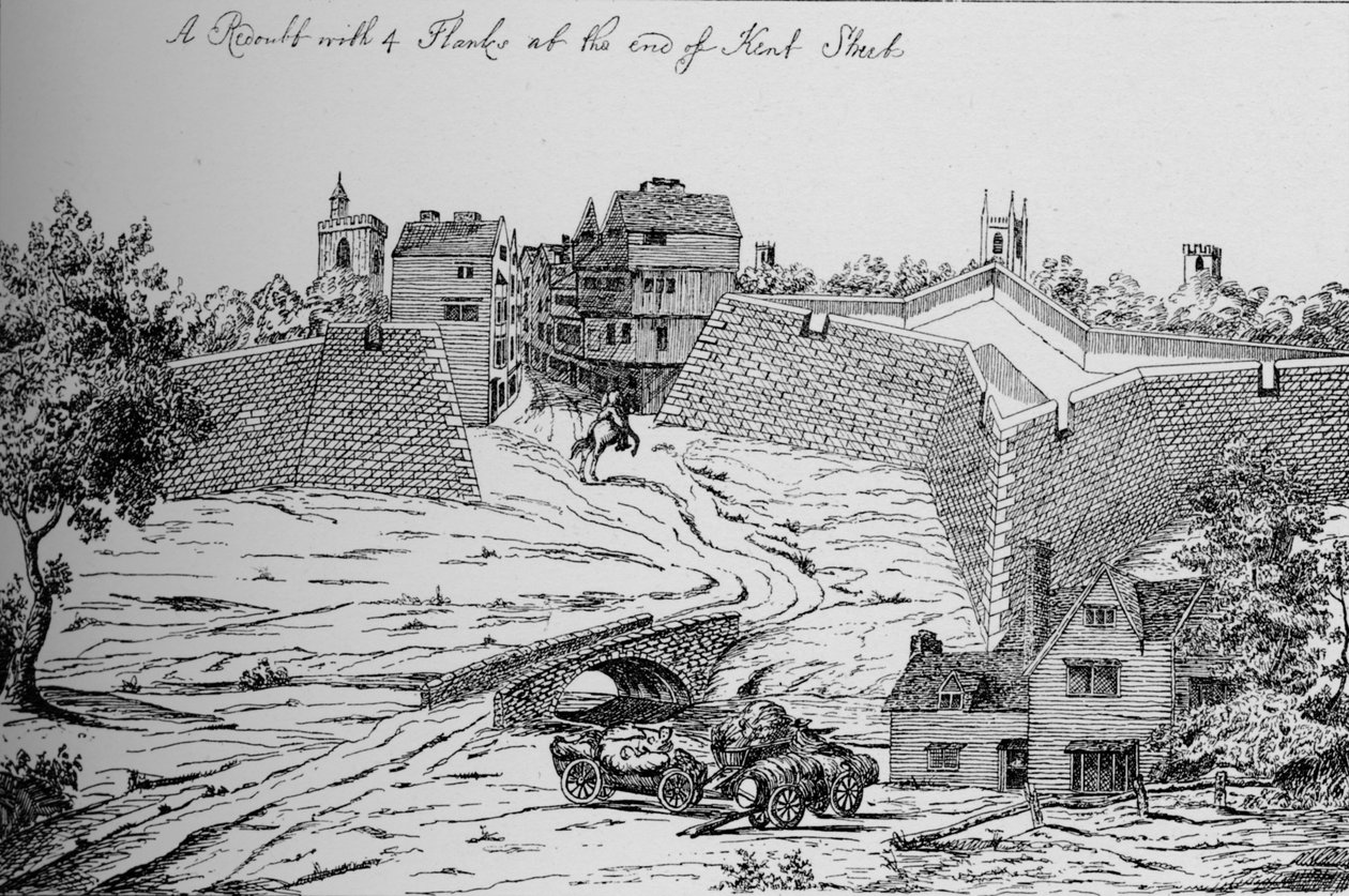 إحدى الحصون التي أقامها البرلمان للدفاع عن لندن خلال الحرب الأهلية ، c1808 ، بواسطة غير معروف