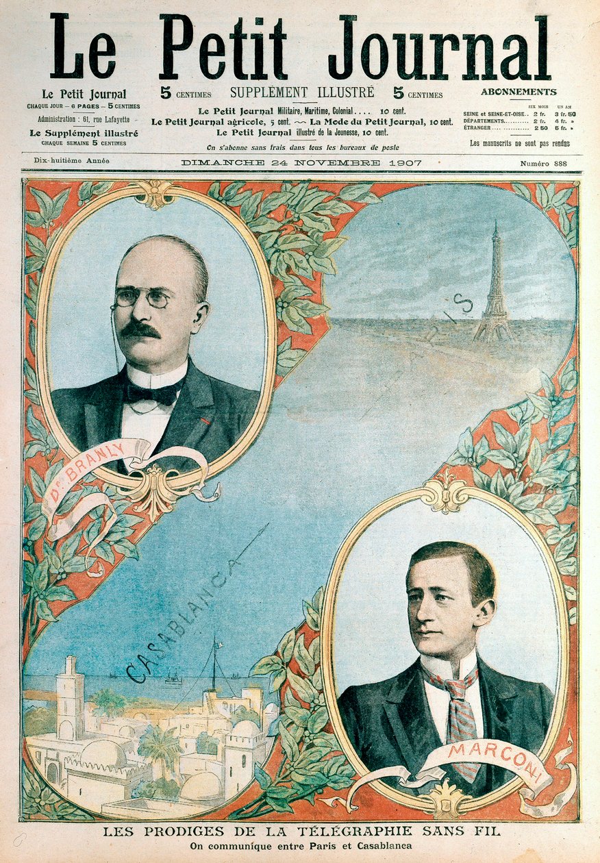 افتتاح وصلة تلغراف لاسلكية بين باريس والدار البيضاء 1907 بواسطة غير معروف