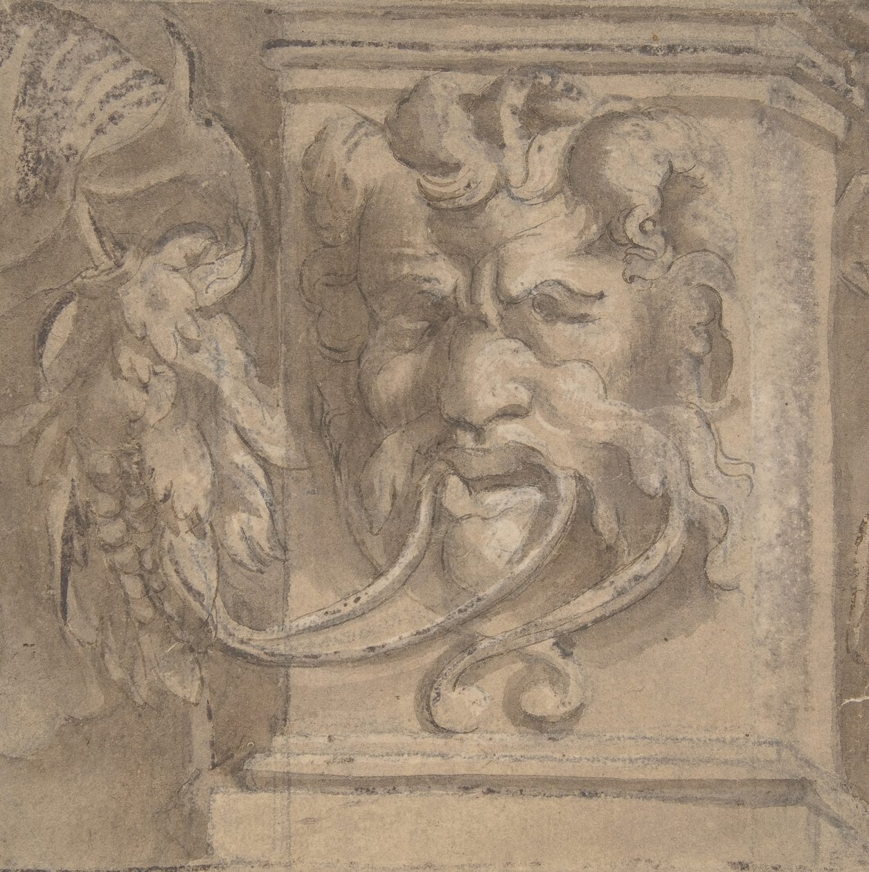 تصميم تزييني بقناع عتيق الطراز ، 1550-1600. بواسطة غير معروف
