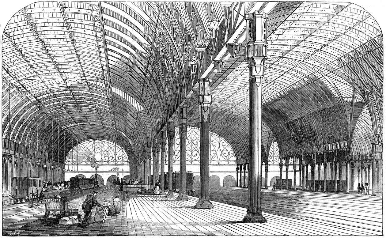 محطة بادينغتون ، نهاية لندن للسكك الحديدية الغربية الكبرى ، 1854 بواسطة غير معروف