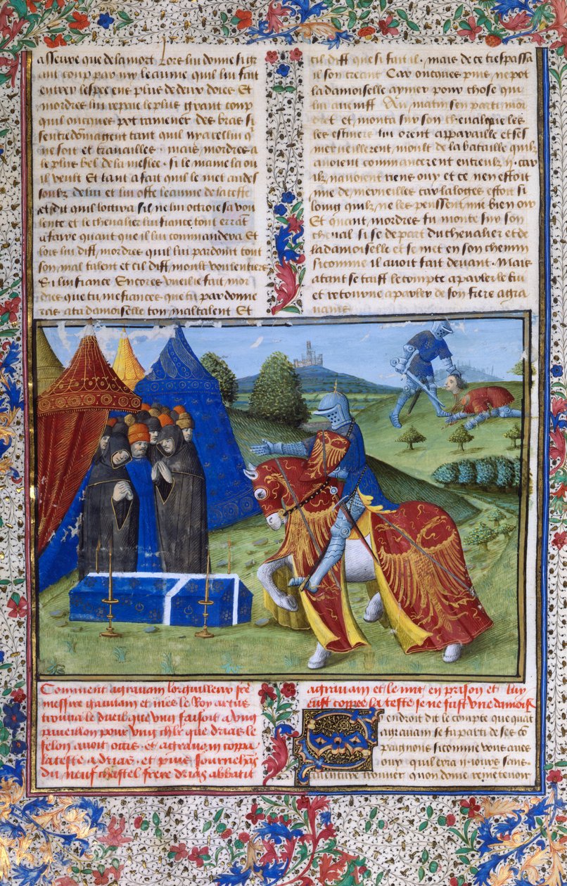صفحة من Le Livre de Lancelot du Lac كتاب السير لانسلوت من البحيرة ، القرن الخامس عشر بواسطة غير معروف