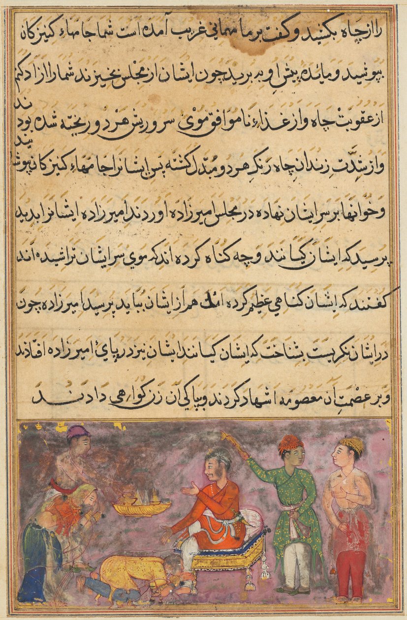 صفحة من حكايات الببغاء توتي ناما: الليلة الرابعة: الطهاة الخاطئين ... ، ج. 1560. بواسطة غير معروف