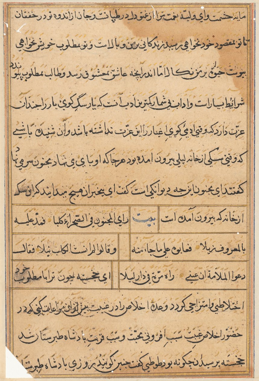 صفحة من حكايات ببغاء توتي ناما: صفحة نصية ، ج. 1560. بواسطة غير معروف
