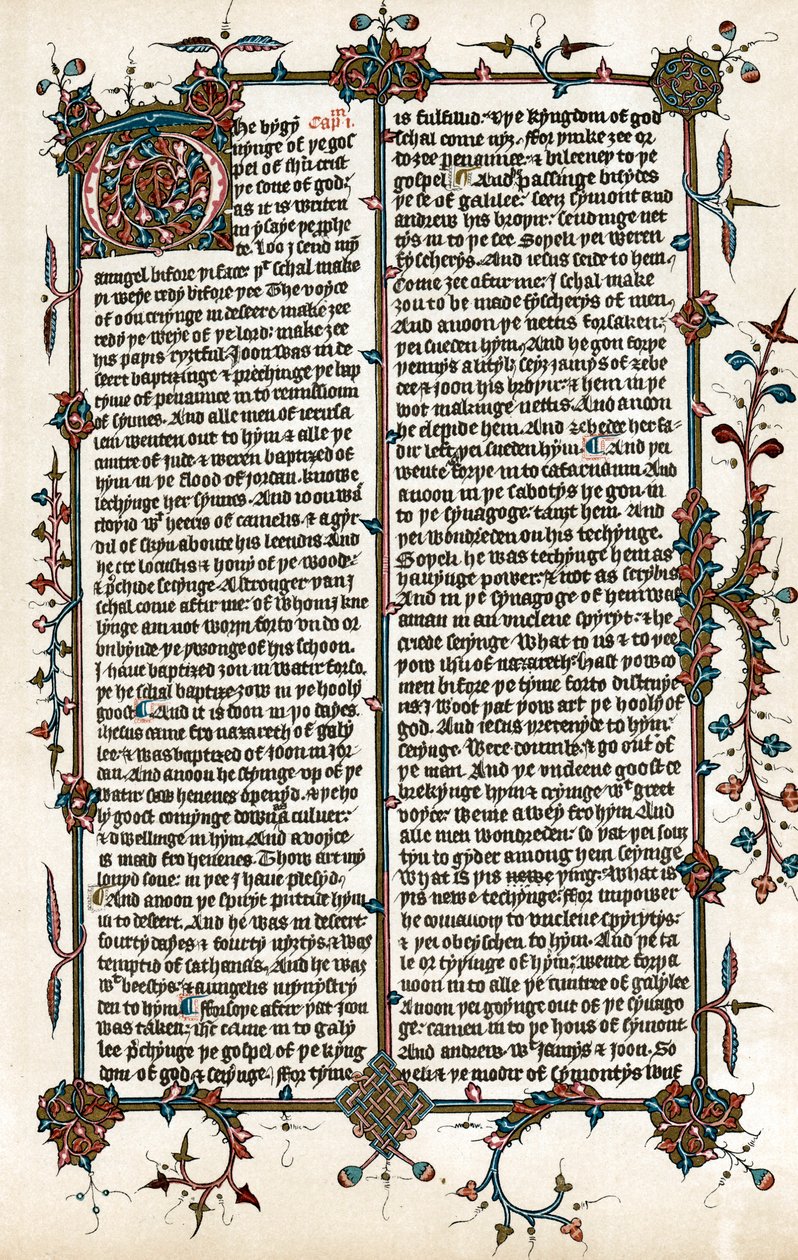 صفحة من ترجمة ويكليف للكتاب المقدس إلى اللغة الإنجليزية ، c1400 بواسطة غير معروف