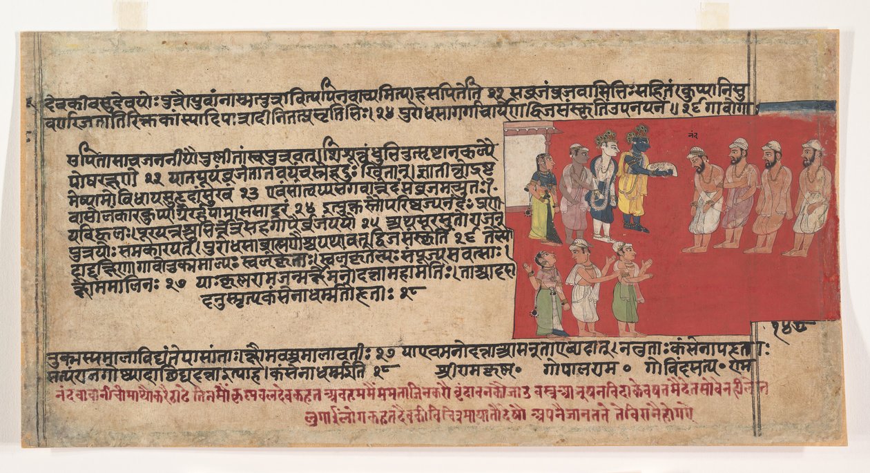 صفحة من قصص Bhagavata Purana القديمة المشتتة للورد فيشنو ، كاليفورنيا. 1630-50. بواسطة غير معروف