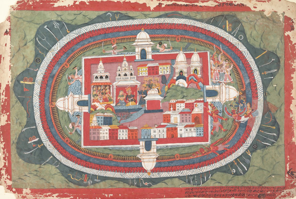 صفحة من حياة مخطوطة Bhagavata Purana متفرقة كريشنا ، كاليفورنيا. 1775. بواسطة غير معروف