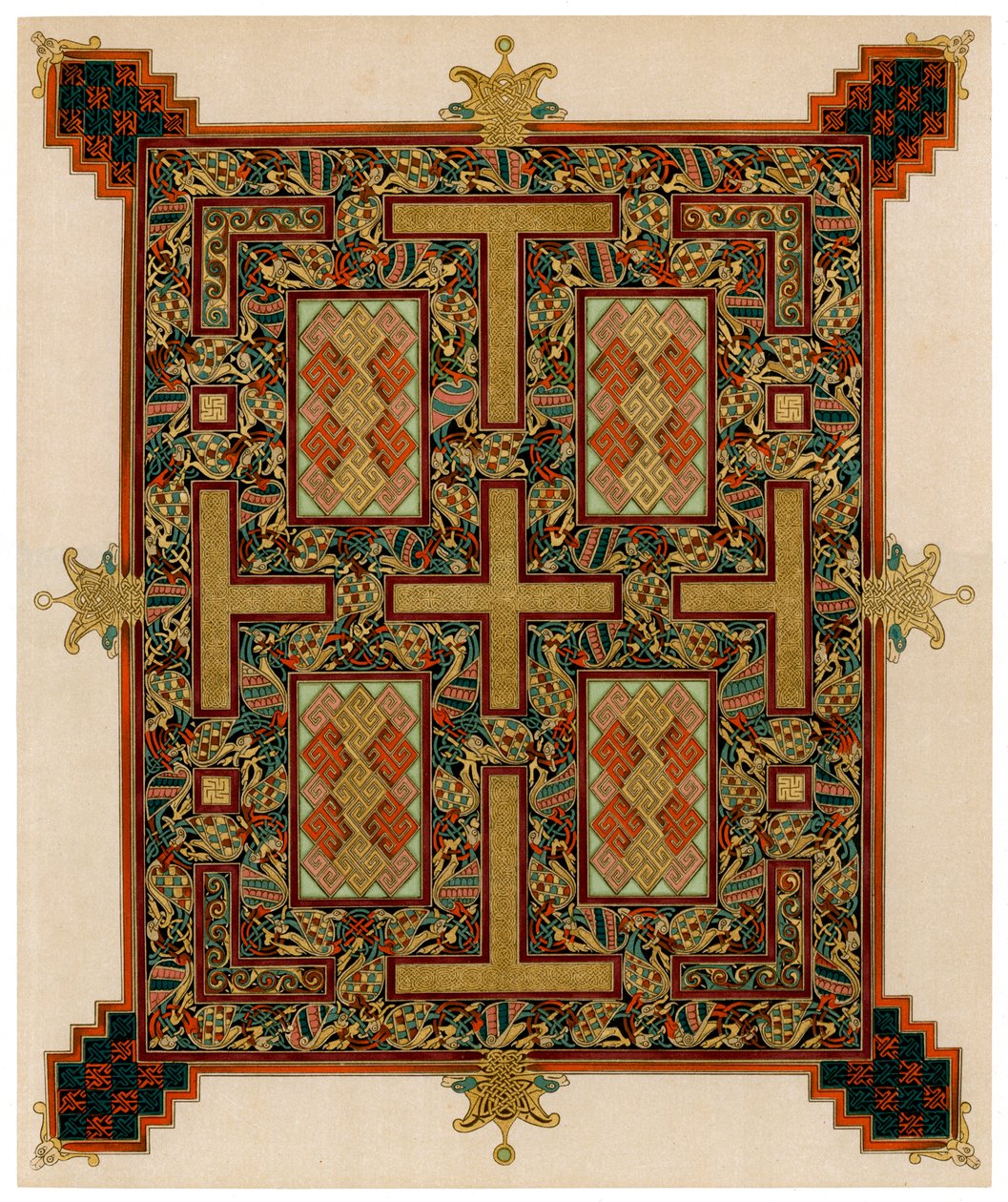 صفحة من أناجيل Lindisfarne ، 710-721 م بواسطة غير معروف