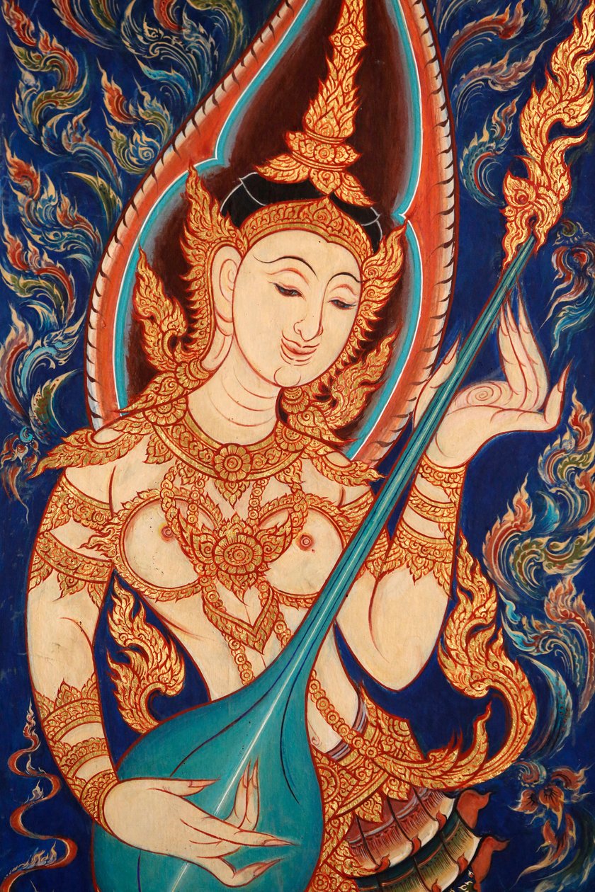 لوحة تظهر apsara تعزف الموسيقى ، Lecce ، Italie بواسطة غير معروف