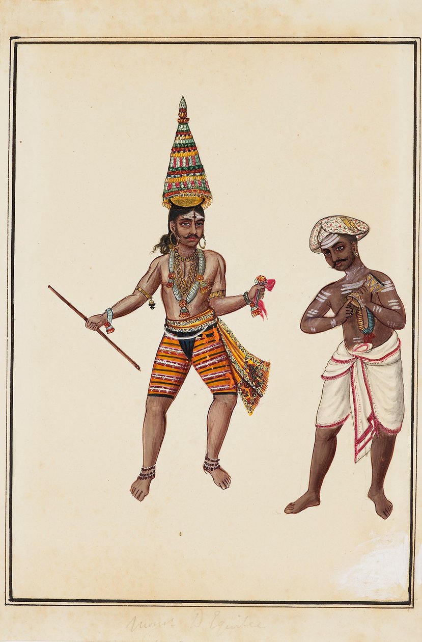 زوج من راقصي المعبد الذكور ، 1820-1825 بواسطة غير معروف